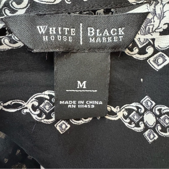 White House Black Market 100% Silk Floral Surplice Smocked Blouse Top Medium - Picture 10 of 11